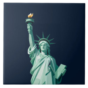 Geometric Statue of Liberty Modern Ceramic Tile
