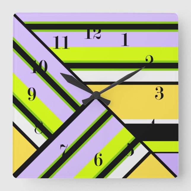 Geometric, stripe square wall clock (Front)