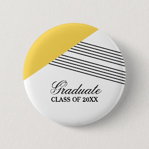 Geometric Stripe Yellow Graduation Button