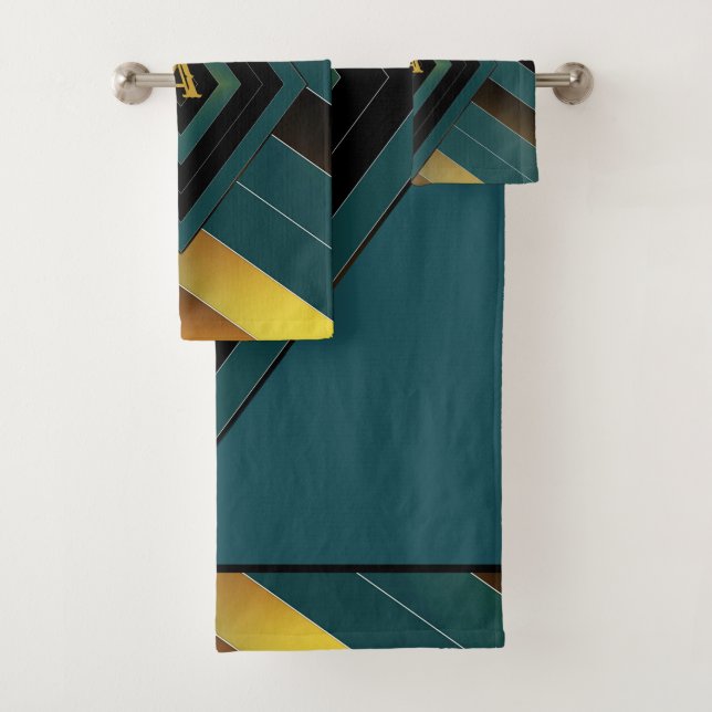 Geometric Striped Bath Towel Set (Insitu)