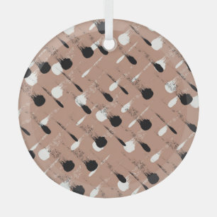 Geometric Stripes Brown Seamless Pattern Glass Tree Decoration
