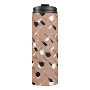 Geometric Stripes Brown Seamless Pattern Thermal Tumbler