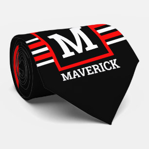GEOMETRIC Stripes Red White Black Tie