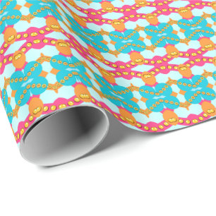 Geometric Stripes Turqoise Pink Wrapping Paper