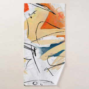 Geometric strokes abstraction. Abstract painting,  Bath Towel
