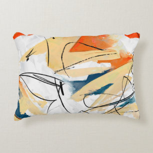 Geometric strokes abstraction. Abstract painting, Decorative Cushion