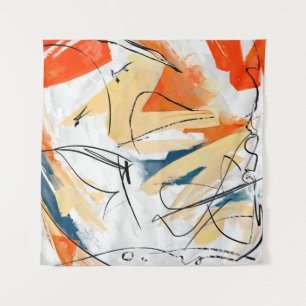 Geometric strokes abstraction. Abstract painting,  Tapestry