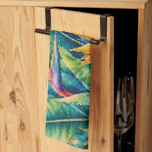 Geometric Style Birds of Paradise Tropical Botanic Tea Towel