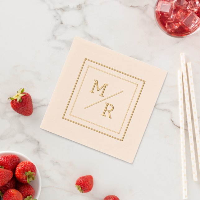 Geometric style Foil Stamped Napkins. Napkins (Insitu (Strawberry))