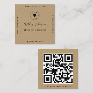 Geometric Style Kraft Paper QR Code Logo Simple Square Business Card