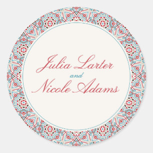 Geometric Style Sparkles Copper Metallic Wedding Classic Round Sticker