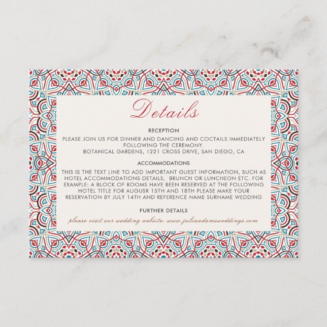 Geometric Style Sparkles Copper Metallic Wedding Enclosure Card (Front)