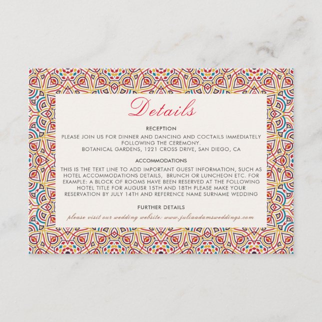 Geometric Style Sparkles Copper Metallic Wedding Enclosure Card (Front)
