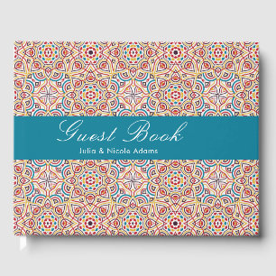 Geometric Style Sparkles Copper Metallic Wedding Guest Book