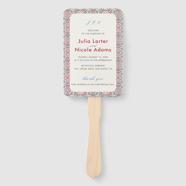 Geometric Style Sparkles Copper Metallic Wedding Hand Fan (Front)