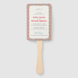 Geometric Style Sparkles Copper Metallic Wedding Hand Fan