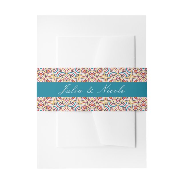Geometric Style Sparkles Copper Metallic Wedding Invitation Belly Band (Front Example)