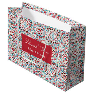 Geometric Style Sparkles Copper Metallic Wedding Large Gift Bag