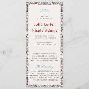 Geometric Style Sparkles Copper Metallic Wedding Programme