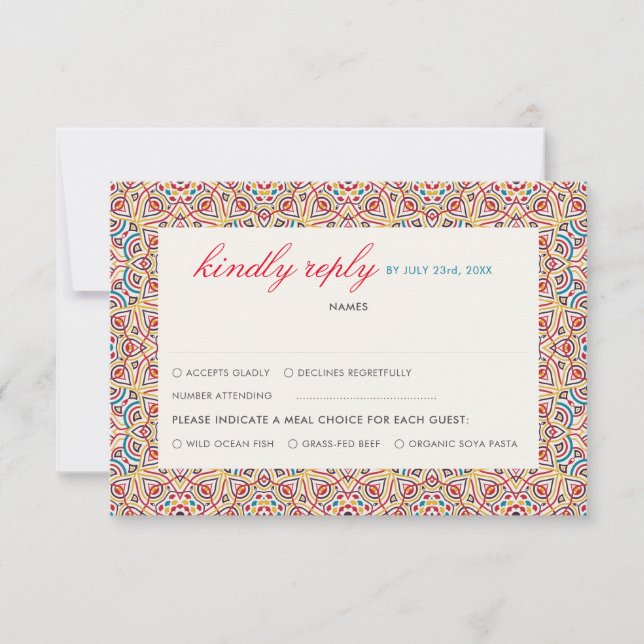 Geometric Style Sparkles Copper Metallic Wedding RSVP Card (Front)