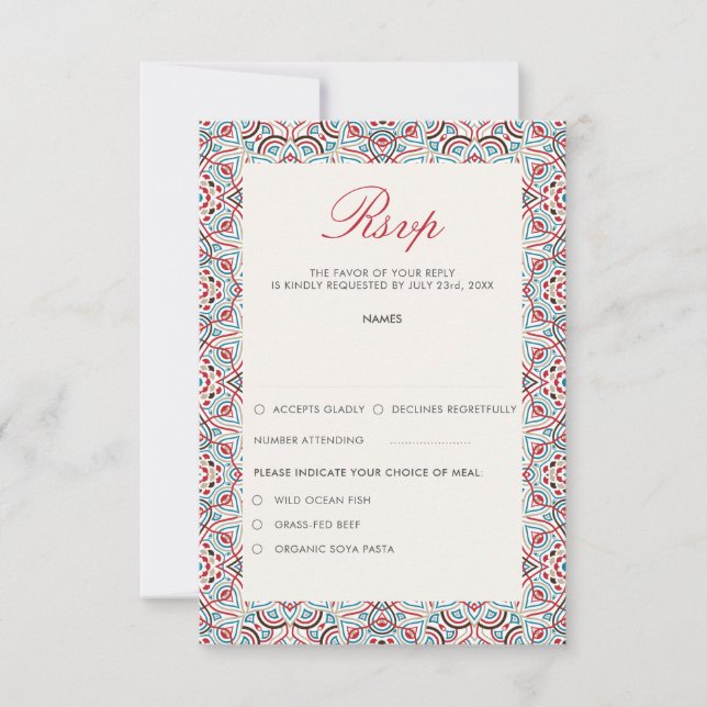 Geometric Style Sparkles Copper Metallic Wedding RSVP Card (Front)