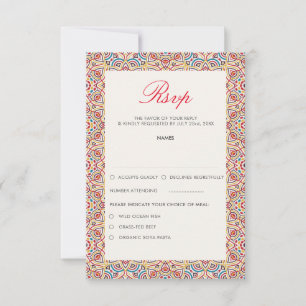 Geometric Style Sparkles Copper Metallic Wedding RSVP Card