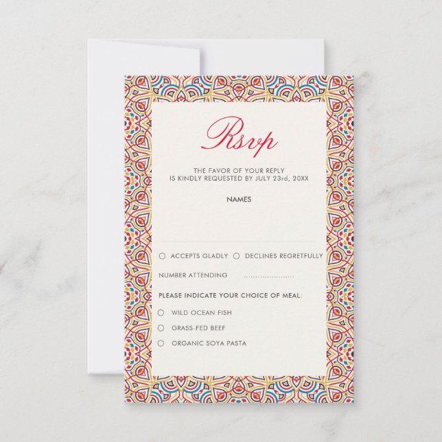 Geometric Style Sparkles Copper Metallic Wedding RSVP Card (Front)