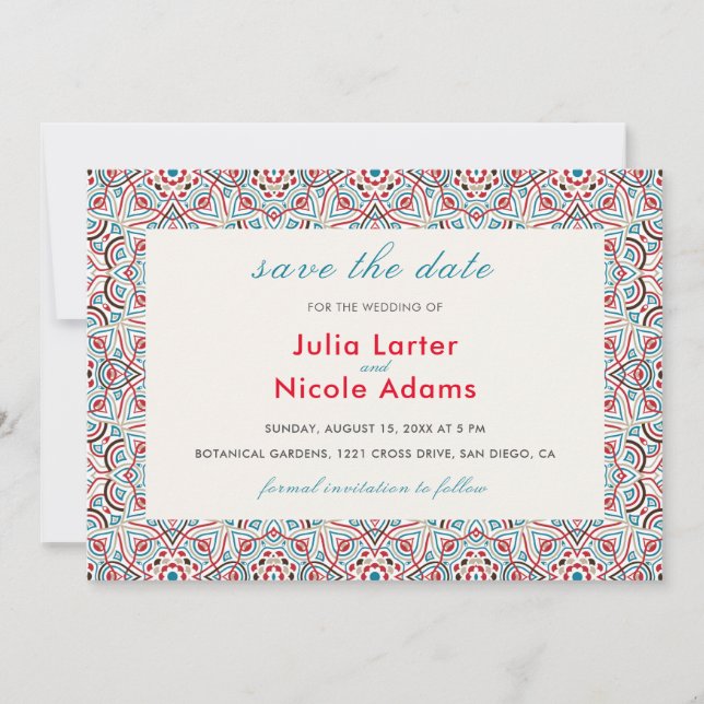 Geometric Style Sparkles Copper Metallic Wedding Save The Date (Front)