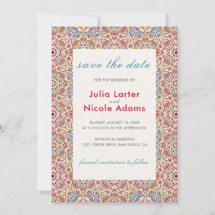 Geometric Style Sparkles Copper Metallic Wedding Save The Date