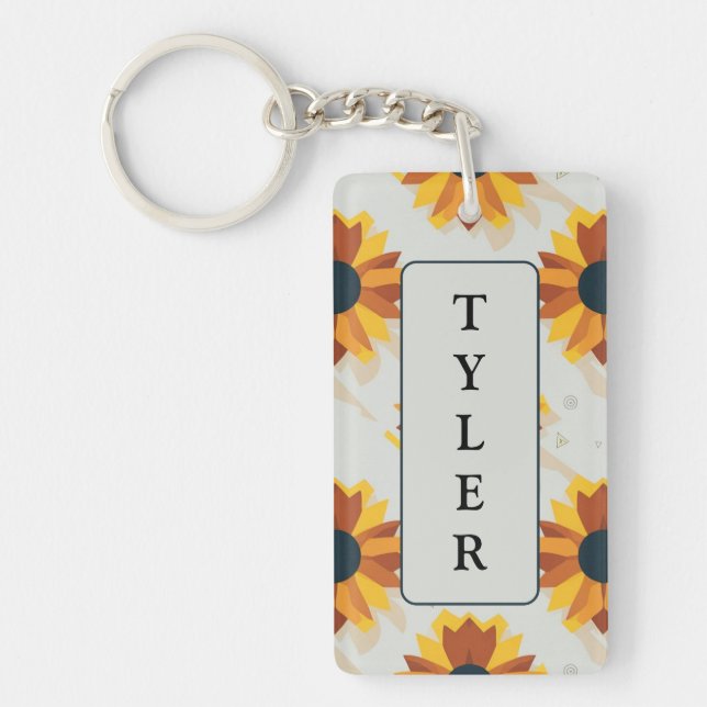 Geometric Style Sunflower Pattern Key Ring (Front)
