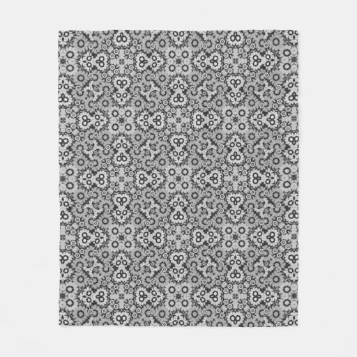 Image of Geometric Stylised Floral Pattern Fleece Blanket