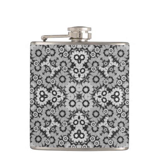 Image of Geometric Stylised Floral Pattern Hip Flask