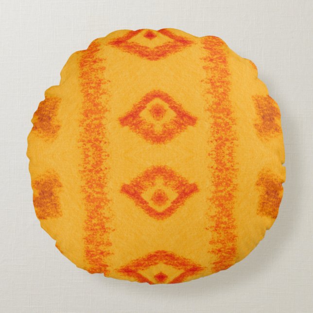 Geometric Stylish Blue and Green Ethinc Pattern De Round Cushion (Front)