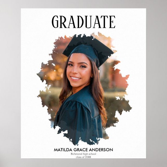 Geometric stylish photo graduation party poster (Front)
