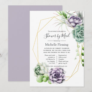 Geometric Succulents Baby or Bridal Shower by Mail Invitation
