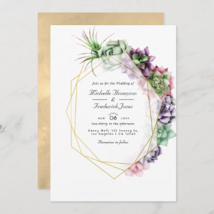 Geometric Succulents Herbarium Garden Wedding Invi Invitation