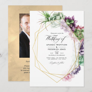 Geometric Succulents Herbarium Garden Wedding  Invitation