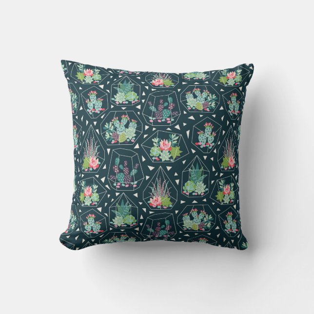 Geometric Succulents Pattern Cushion (Front)