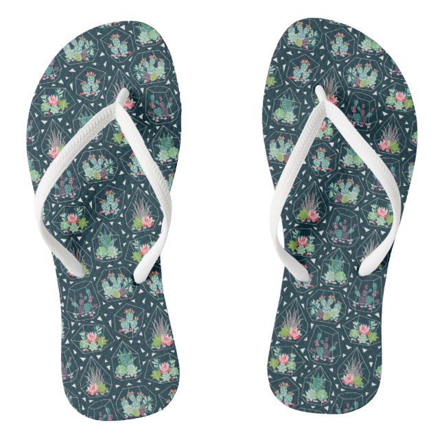 Geometric Succulents Pattern Flip Flops (Footbed)
