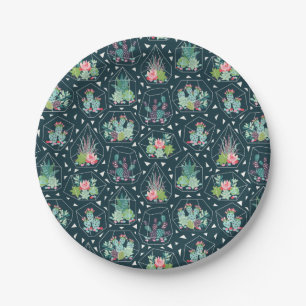 Geometric Succulents Pattern Paper Plate