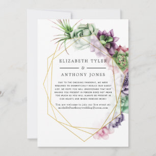 Geometric Succulents Wedding Reduced Guest List Announcement