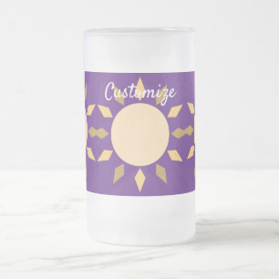 Geometric Sun Circle Thunder_Cove Frosted Glass Beer Mug