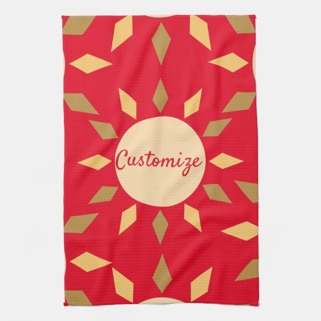 Geometric Sun  Circle Thunder_Cove Tea Towel (Vertical)