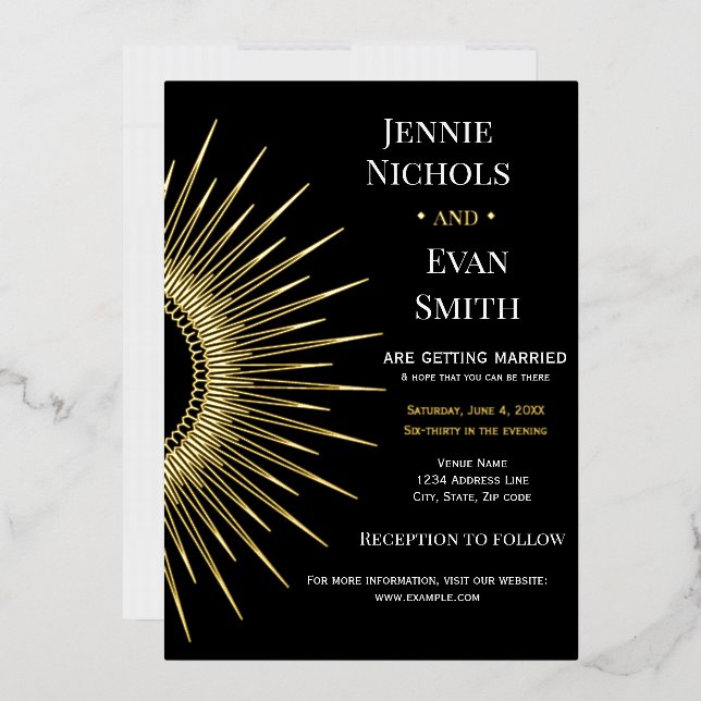 Geometric Sun Modern | Dark Background Wedding (Envelope)