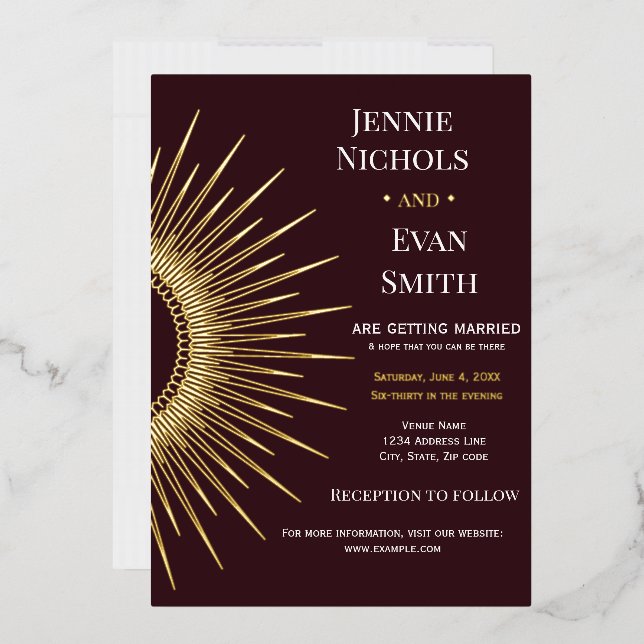 Geometric Sun Modern | Plum Background Wedding  (Envelope)