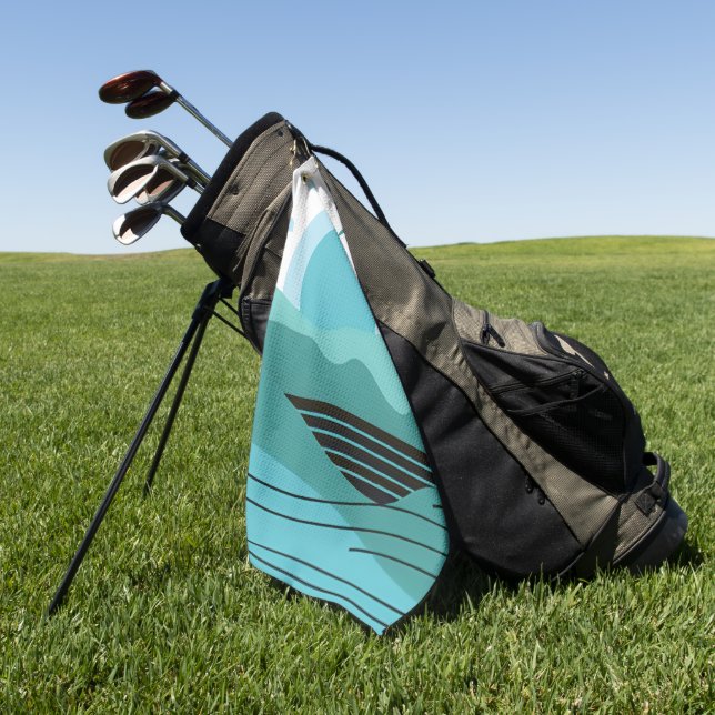 Geometric Sun Mountain Abstract with Tribal Border Golf Towel (Green)