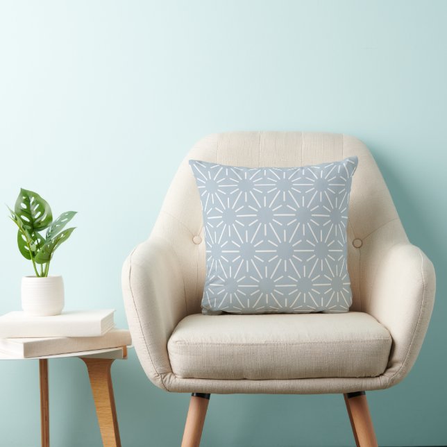 Geometric Sun Pattern Baby Blue Cushion (Chair)