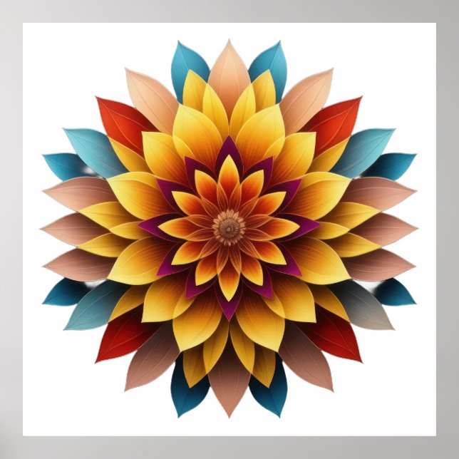 Geometric Sunflower Burst Poster (Front)