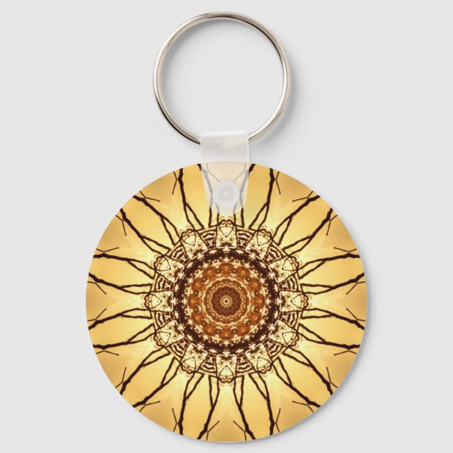 Geometric Sunflower Keychain (Front)