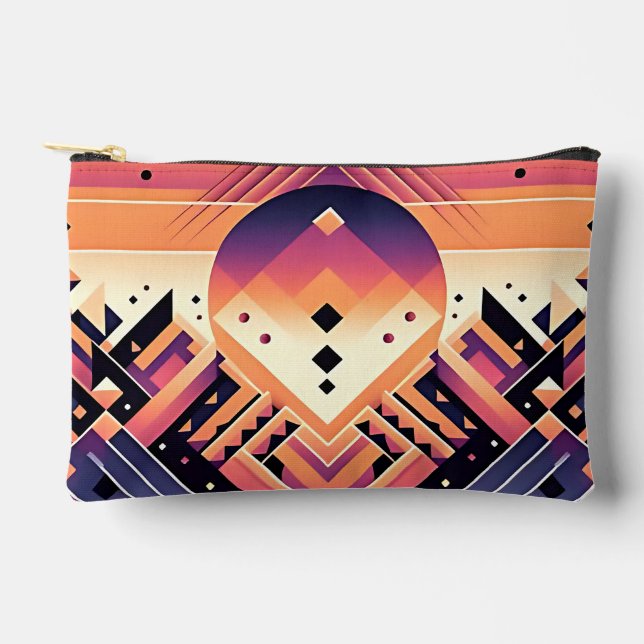 Geometric Sunset – Bold Symmetry  Accessory Pouch (Front)